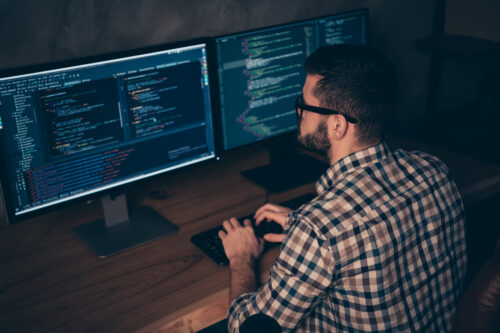 man working on computer