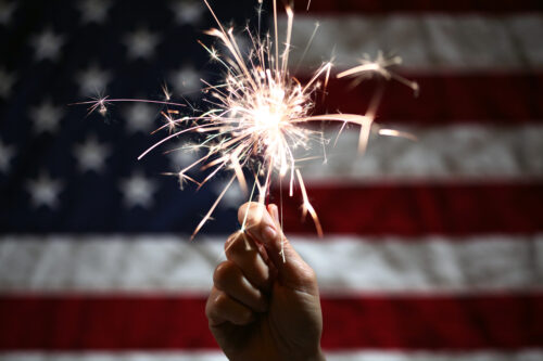 American flag sparkler Fourth of July