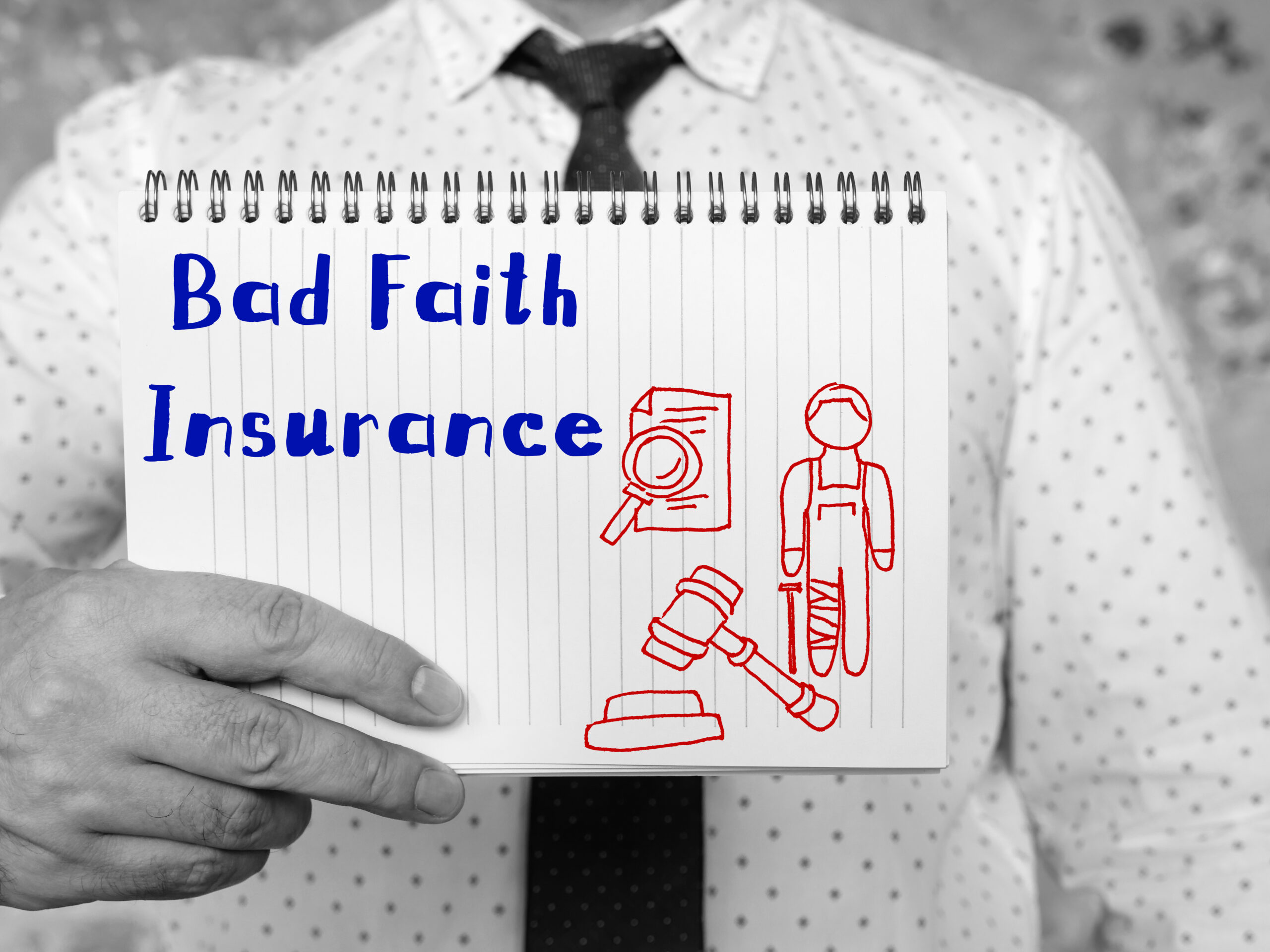 Bad Faith Insurance inscription on the piece of paper.