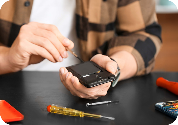 person handling a defective product